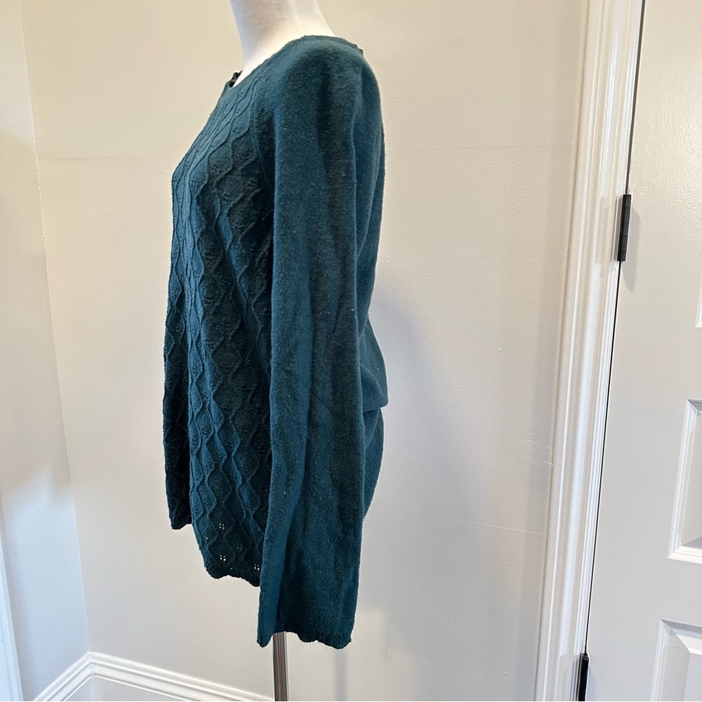 LOFT Teal Diamond Knit Women's Sweater - Picture 4 of 8